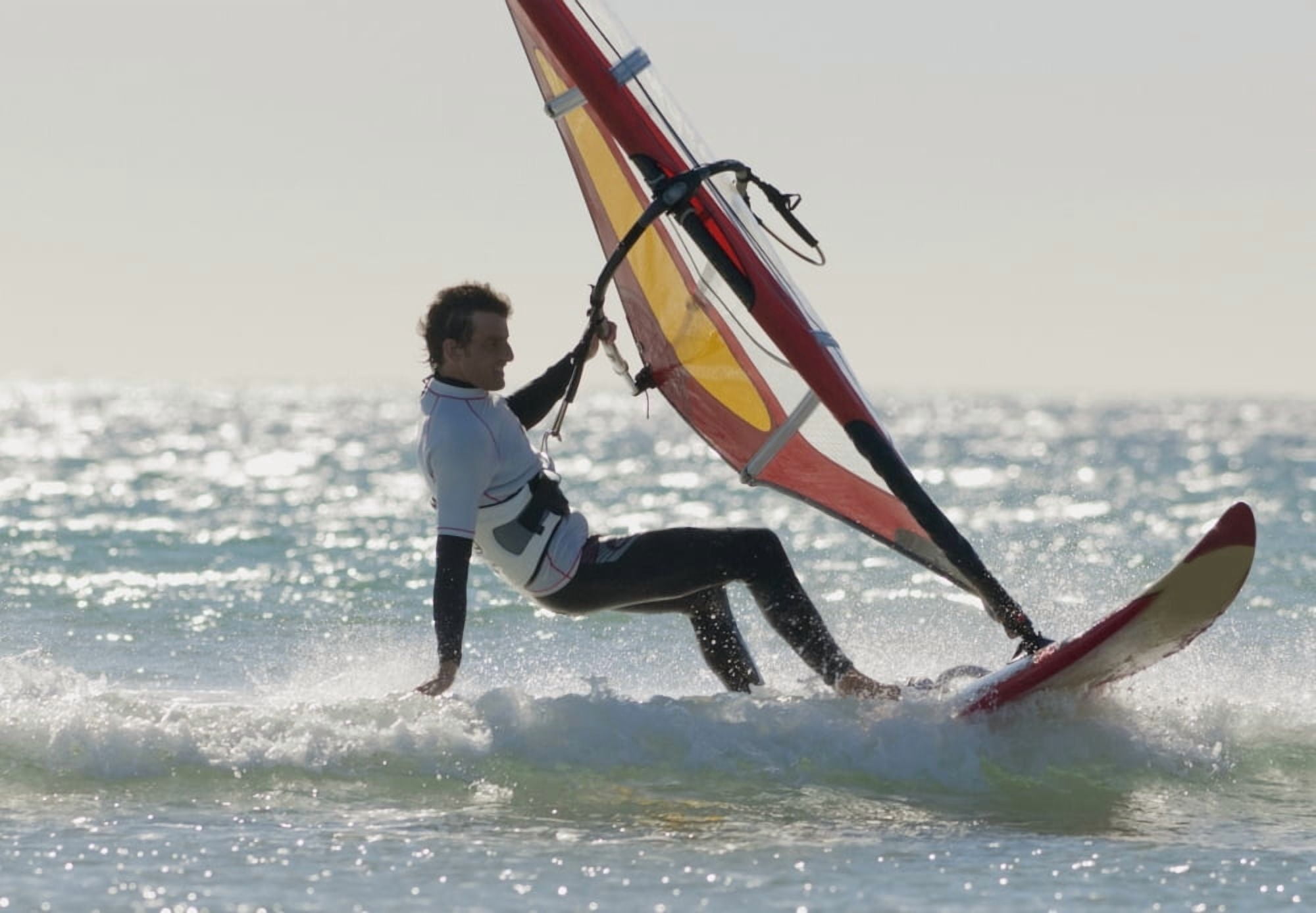 Windsurfing Los Lances Beach Tarifa Spain Canvas Art - Ben Welsh Design Pics (18 x 12)