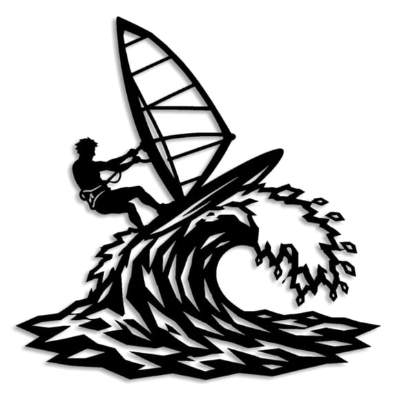 Windsurfing Ocean Waves Metal Wall Art Metal Outdoor Decor Metal Signs Wall Art Decor Modern Abstract Artwork Stunning Wall Sculpture Home Decoration for Living Room Bedroom Office Apartment