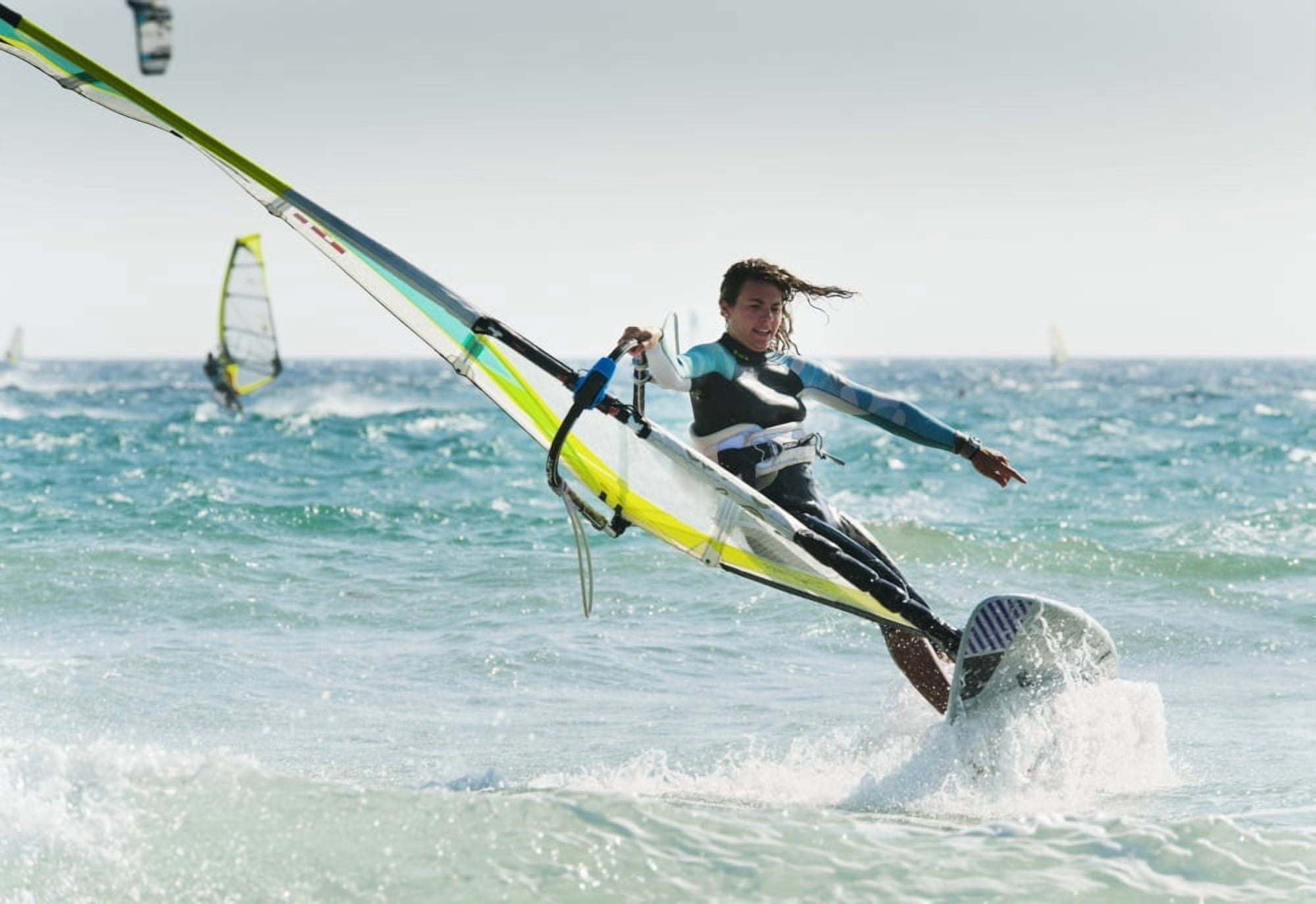 Windsurfing Off Punta Paloma Tarifa Cadiz Andalusia Spain Canvas Art - Ben Welsh Design Pics (36 x 24)