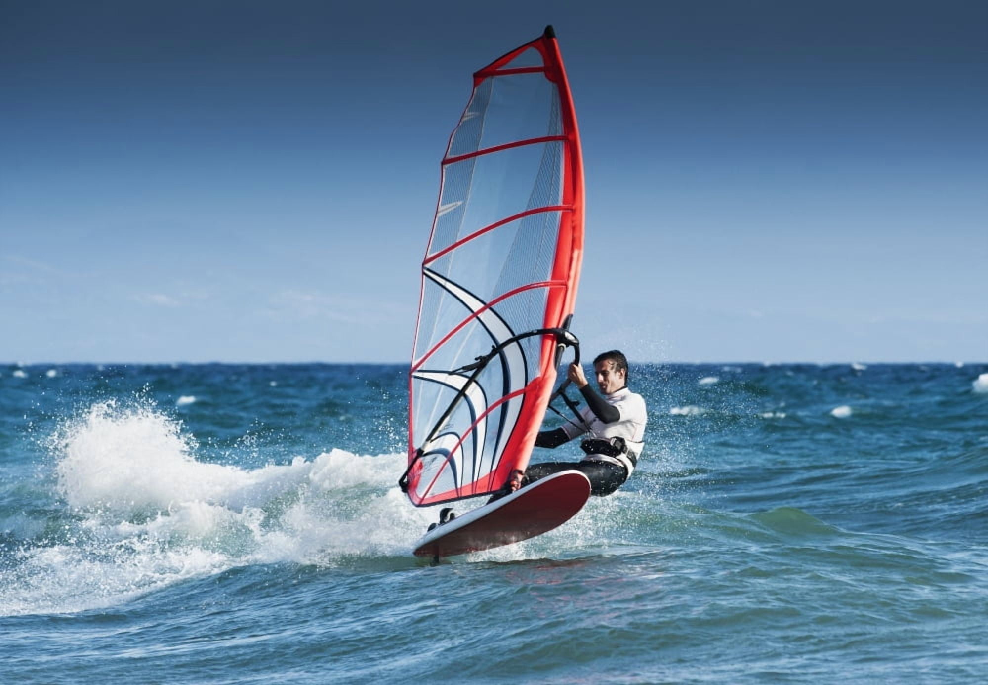 Windsurfing Off The Coast At Hotel Dos Mares Tarifa Cadiz Andalusia Spain Canvas Art - Ben Welsh Design Pics (18 x 12)