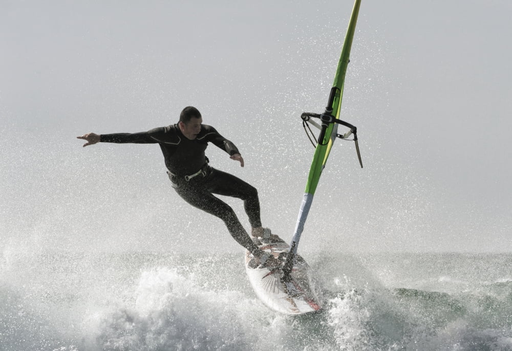 Windsurfing Tarifa Cadiz Andalusia Spain Canvas Art - Ben Welsh Design Pics (18 x 12)