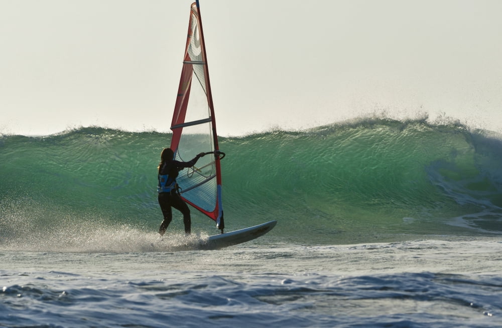 Windsurfing Tarifa Cadiz Andalusia Spain Canvas Art - Ben Welsh Design Pics (19 x 12)