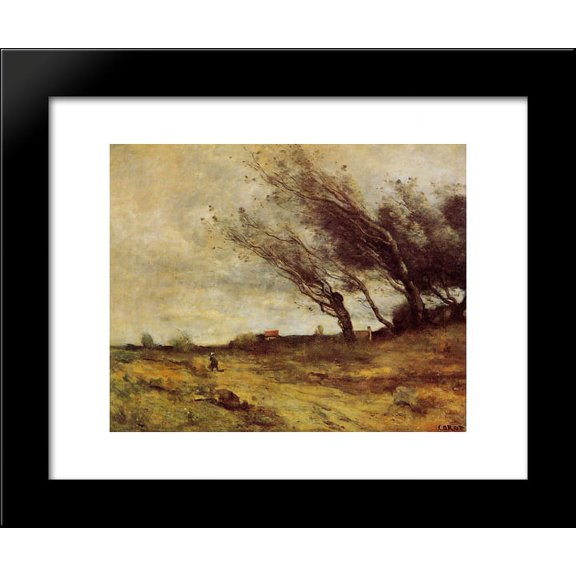 Windswept Landscape 20x24 Framed Art Print by Camille Corot