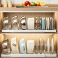 thumbnail image 1 of Windur 2 Pack Pots and Pans Organizer Under Cabinet, 22.4" Expandable Kitchen Organizers and Storage with 10 Adjustable Dividers, Pot and Pan Lid Storage Rack Inside Cabinet/Countertop Cupboard-White, 1 of 6
