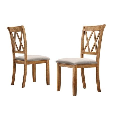 Roundhill Furniture Windvale Dining Chair, Set of 2, Cottage Oak