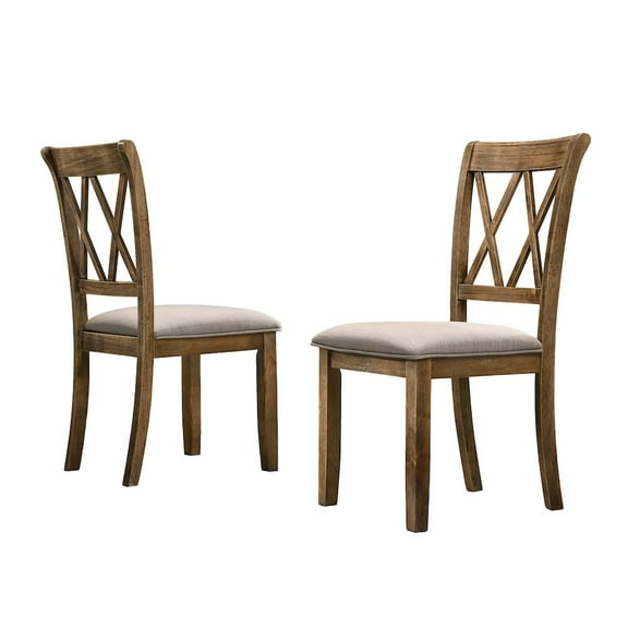 Roundhill Furniture Windvale Dining Chair, Set of 2, Brown
