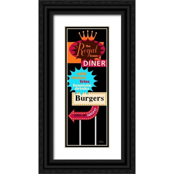 Windvand, Marilu 11x24 Black Ornate Wood Framed with Double Matting Museum Art Print Titled - DINER