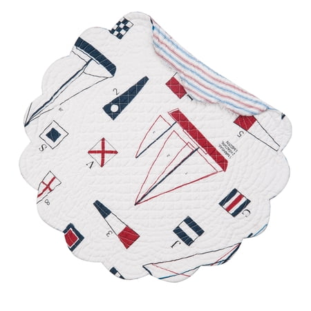 Windward Port Sail Boat Nautical Theme Round Single Placemat, 17"