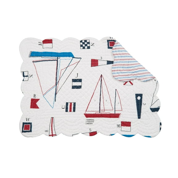 Windward Port Sail Boat Nautical Theme Quilted Single Placemat, 13" x 19"