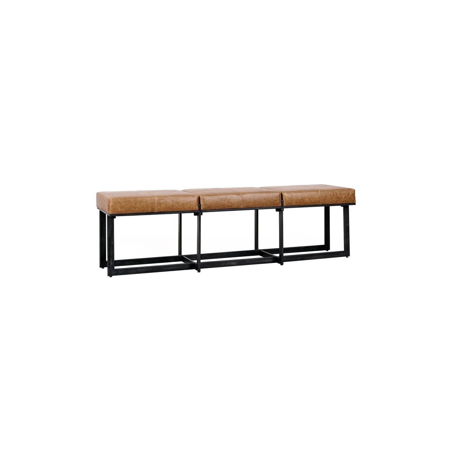 Benjara Windy 62 Inch Narrow Accent Bench, Brown Top Grain Leather ...