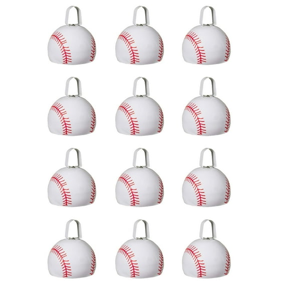 Windy City Noveltied Metal Baseball Cowbells with Handles 3 inch Novelty Noise Maker - 12 Pack