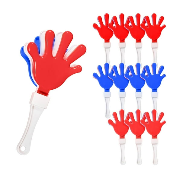 Windy City Novelties 12-Pack 7-Inch Mini Hand Clappers - Bulk Noisemakers for Parties, Celebrations, and Events - Red/White/Blue