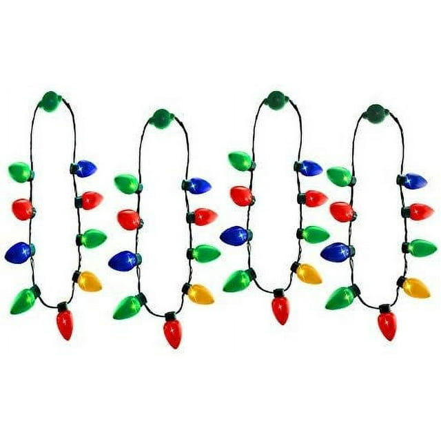 Windy City Novelties 4 Pack LED Light Up Christmas Bulb Necklace Party