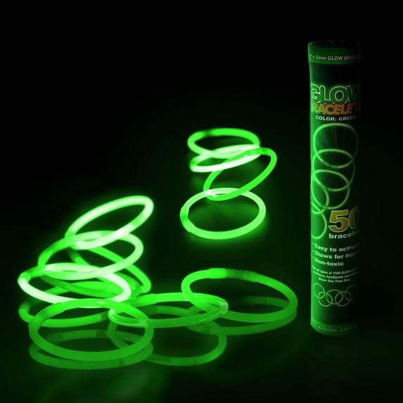 Windy City Novelties - 8" Green Glow Stick Bracelets - Bulk 50 Pack for Summertime Fun & Beach Parties