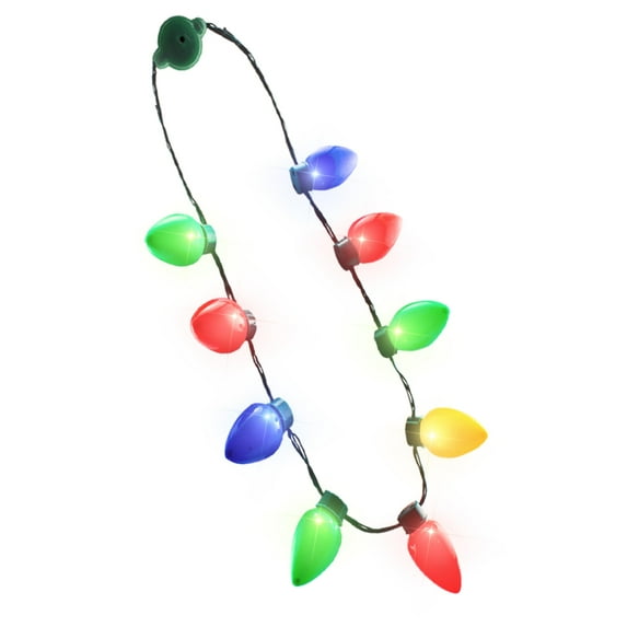 Windy City Novelties LED Light Up Christmas Bulb Necklace with 6 Dynamic Light Modes – Flashing Holiday Accessory for Parties, Parades & Festive Events