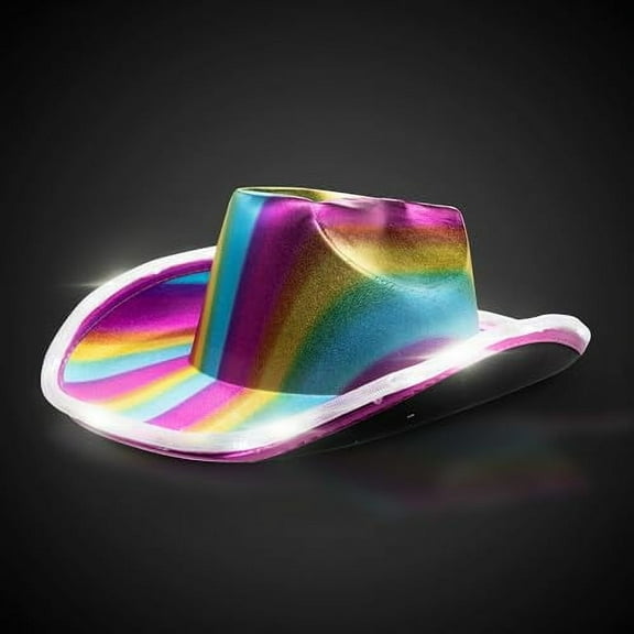Windy City Novelties LED Light Up Iridescent Cowboy Hat - Unisex, Rainbow