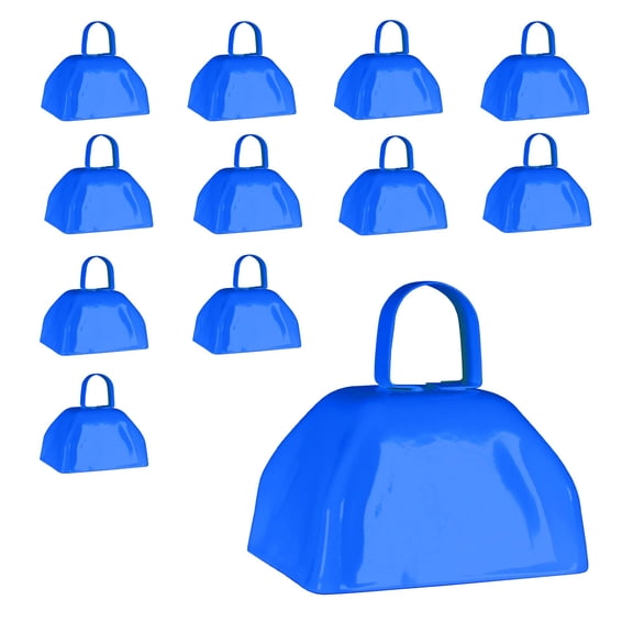 Windy City Novelties Metal Cowbell Noise Makers - 3 Inch - 12 - Pack - Blue