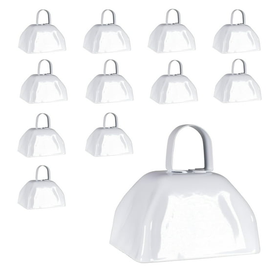 Windy City Novelties Metal Cowbell Noise Makers - 3 Inch - 12 - Pack - White