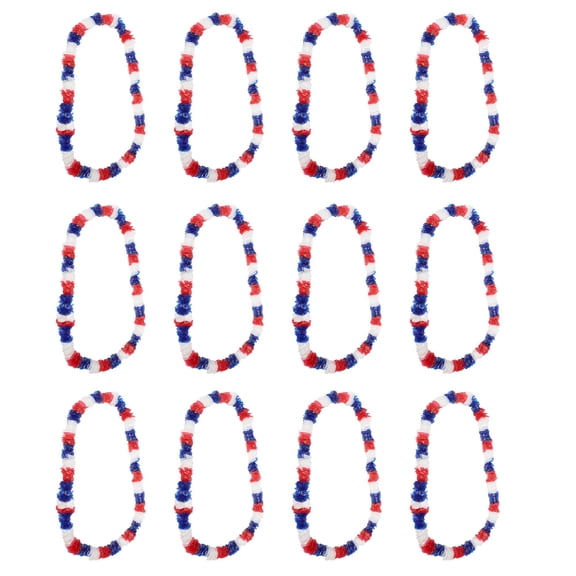Windy City Novelties Patriotic Red, White & Blue Hawaiian Leis  12-Pack 36 Flower Necklaces for 4th of July & Summer Parties