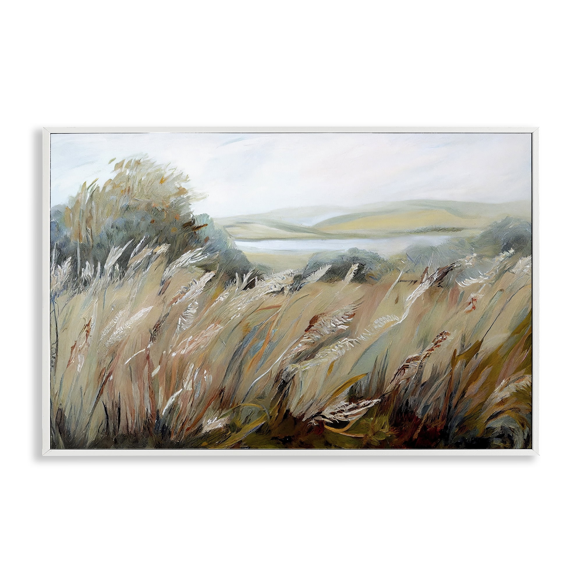 Windy Meadow Distortion White Framed Giclee Art, design by Sasha