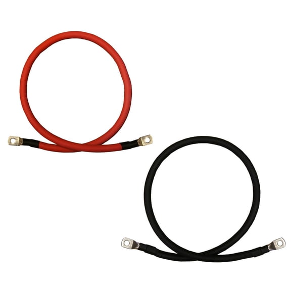 Windy Nation 2 Gauge Red, Black Pure Copper Inverter Cables (2 ft, 3/8" in. Lugs Both Ends)