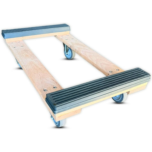 WindyCity Hauler Dolly – 18" x 32" Heavy-Duty  Style Oak Dolly with 3.5” Thermo Rubber Wheels, 1000 lbs Capacity, Gray Non-Marking End