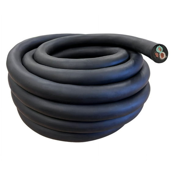 WindyNation 10 Feet 10/3 10 Gauge 3 Conductor Black SOOW Cable