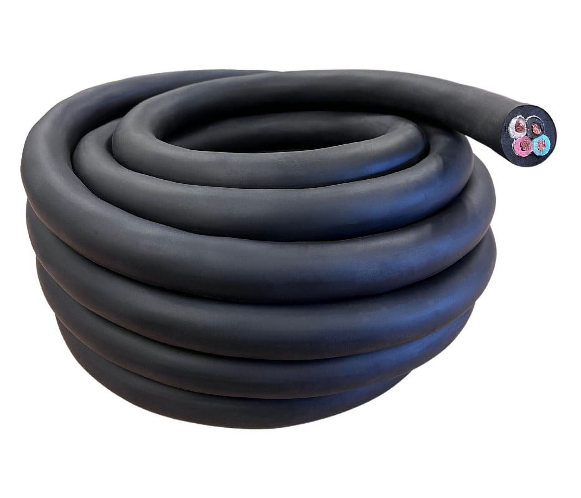 WindyNation 100 Feet 10/4 10 Gauge 4 Conductor Black SOOW Cable