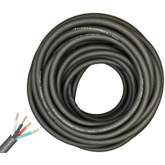 WindyNation 250 Feet 14/4 14 Gauge 4 Conductor Black SJOOW Cable