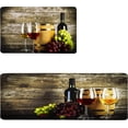 thumbnail image 1 of Wine 3D Kitchen Mat Anti-Fatigue Kitchen Rug Set Wine Grapes French Gourmet Tasting Washable Non-Slip Runner Rugs and Carpets for Home Office Laundry Room, 17.3x28+17.3x47 inch, 2 Piece, 1 of 6