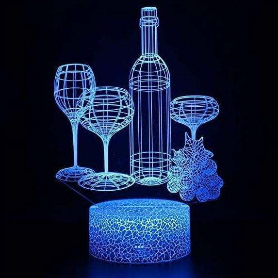 Wine 3D Night Light,3D Illusion Lamp 16 Color Change Decor Lamp with Remote Control for Living Bed Room Bar Gift Toys - Gifts for Kids and Room Decor