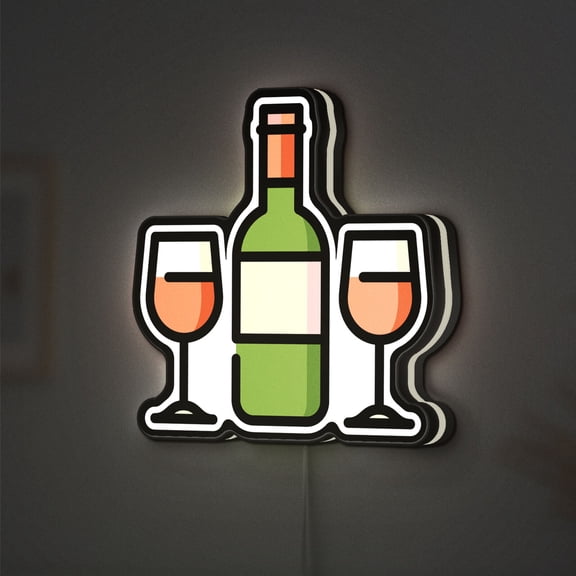Wine 3D Novelty Light Box, Stylish Drink Decor for Home Bars and Gourmet Dining Spaces (Width 12 inch, 30cm)