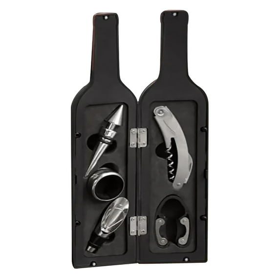 Wine Accessories Gift Set - Wine Bottle Corkscrew Opener Kit, Drip Ring, Foil Cutter and Wine Pourer and Stopper in Novelty Bottle-Shaped Case Valentine's Gift,Gifts for Wine Lovers