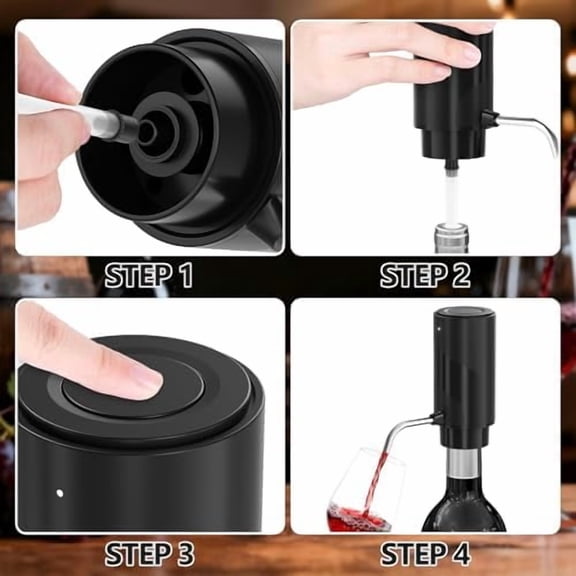 Wine Aerator Electric Decanter – Automatic Wine Dispenser & Pourer with Type-C Rechargeable Battery, Instant Aeration Wine Accessories for Red & White Wine, Valentines Gift for Wine Lovers