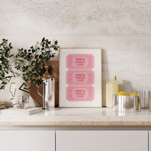 Wine And Cheese Club Ticket Poster Retro Kitchen Art Poster Decor For Living Room Bedroom, Unframed Poster Size 16x24 F03.1.14l2140