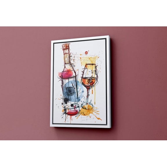 Wine And Dom Perignon Kitchen Art, Unframed Paper Poster 8x10in