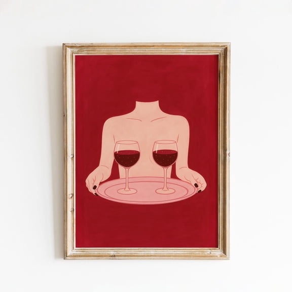 Wine And Femininity Poster – Minimalist Red Wall Art With Modern Aesthetic, Unframed Poster Size 16x24