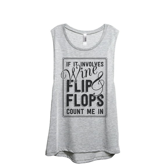 Wine And Flip Flops Count Me In Women's Fashion Sleeveless Muscle Workout Yoga Tank Top Sport Grey Large