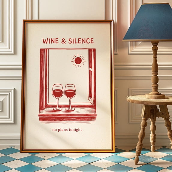 Retro Building Windows Wine And Silence Minimalist Wine Vintage Window Art Retro Cozy Quiet ...
