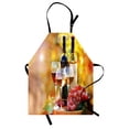 thumbnail image 1 of Wine Apron Tasty Wine on Wooden Barrel on Grape Plantation Countryside Harvest Rural Growth, Unisex Kitchen Bib Apron with Adjustable Neck for Cooking Baking Gardening, Orange Red Black, by Ambesonne, 1 of 3