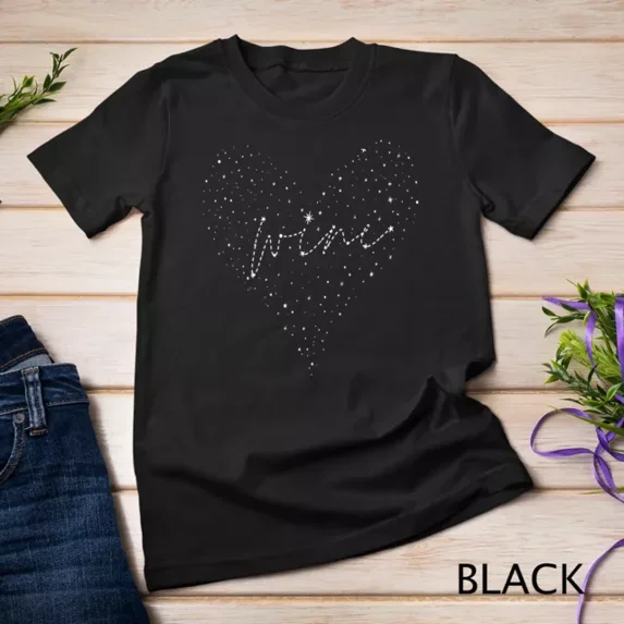 Wine & Astronomy Lover Constellation Heart T-Shirtunisex T-Shirt Unisex S-5Xl Hot Trending Shirt, Vintage Birthday Gift