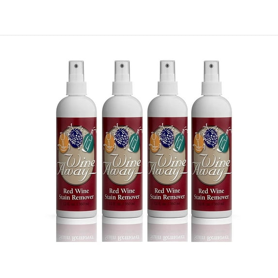 Wine Away Red Wine Stain Remover - Perfect Fabric Upholstery and Carpet Cleaner Spray Solution - Removes Wine Spots - Spray and Wash Laundry to Vanish Stain - Wine Out - Zero Odor - 12 Ounce, Set of 4