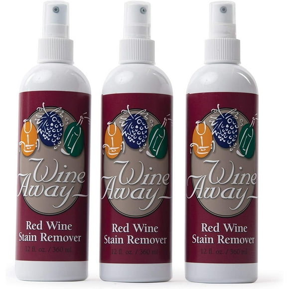 Wine Away Red Wine Stain Remover Spray - Natural Carpet and Upholstery Spot Cleaner, 12 Ounce, Pack of 3