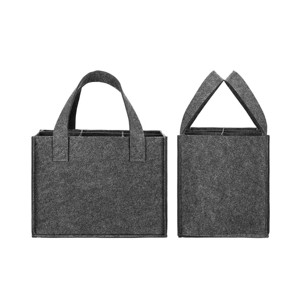 MEIBUTYUP Grey Wine Carrier Tote with Dividers Felt Material for Storage 2Pcs