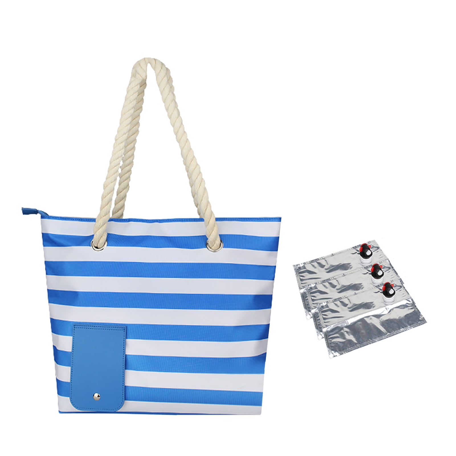 Wine Bag with Hidden Wine Pouch And Spout Portable Leakproof Wine Tote for Beach Travel Picnic Camping Blue