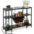 Wine Bar 3Tier Home Mini Bar for Liquor w/Power Outlets
