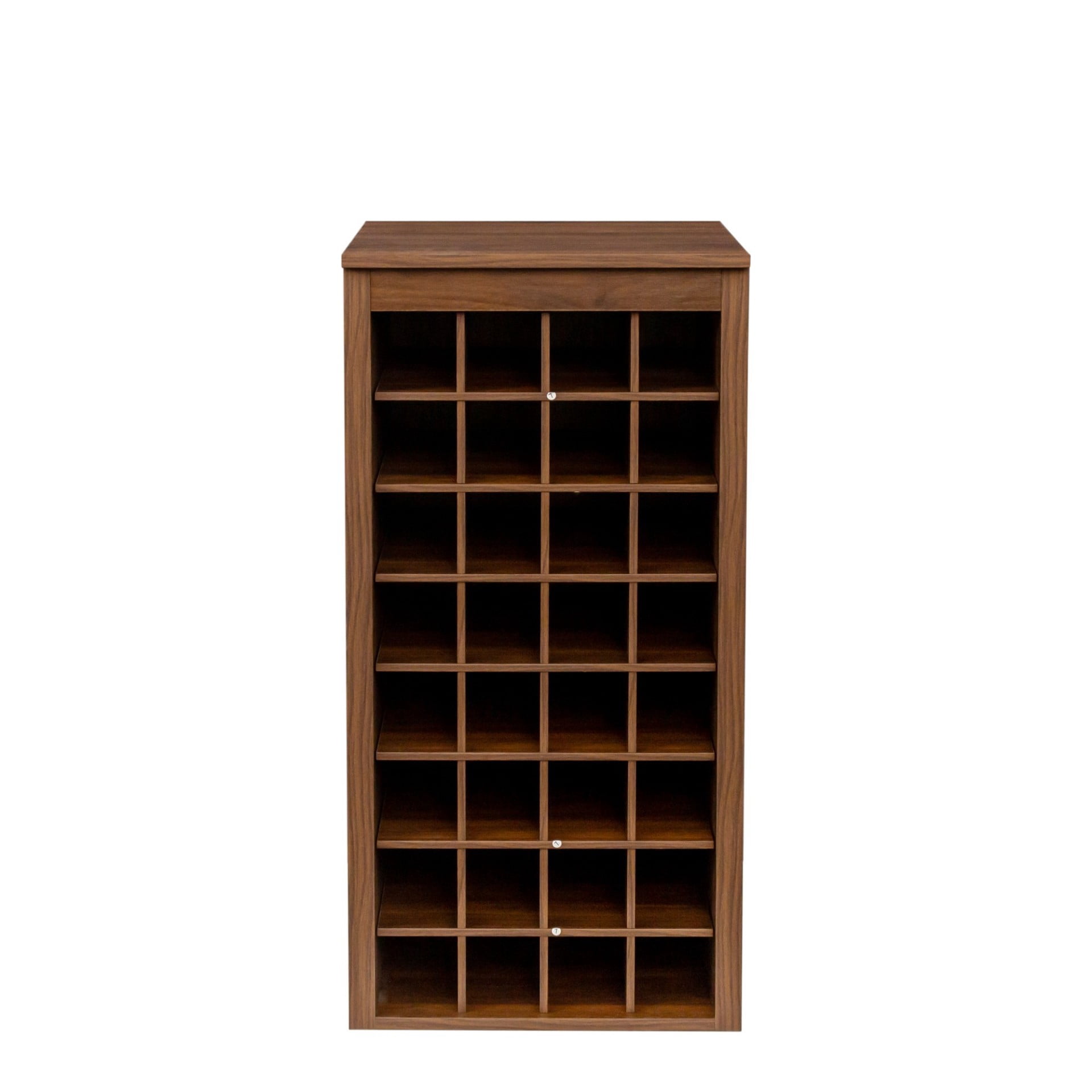 Wine Bar Cabinet 32 Bottle Storage Rack, Freestanding Buffet Cabinet Modular Wine Storage Organizer for Kitchen Dining Room, Walnut