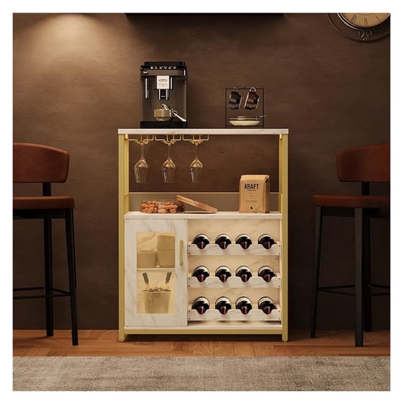 Wine Bar Cabinet with Adjustable Shelves Wine Cooler, Mini Bar for Home, Farmhouse Wooden Wines Rack, 36″ Tall Liquor Cabinet for Home, Kitchen,Dinning Room,Living Room,
