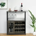 thumbnail image 1 of Wine Bar Cabinet with Detachable Wine Rack, Bar Rack Cabinet with Glass Holder and 1 Drawer, Mesh Door, Small Sideboard and Buffet Cabinet for Liquor and Glasses, 1 of 8