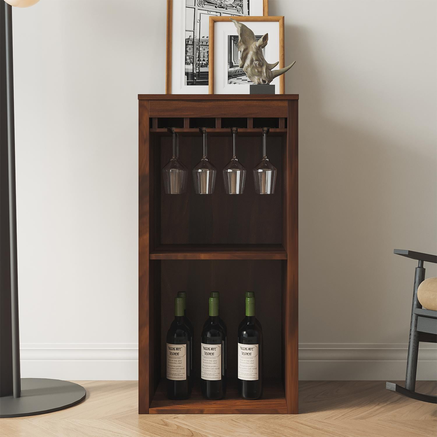 Wine Bar Cabinet,Farmhouse Wine Bar Cabinet Buffet Cabinet & Sideboard Cupboard for Living,Dining Room,Walnut Brown